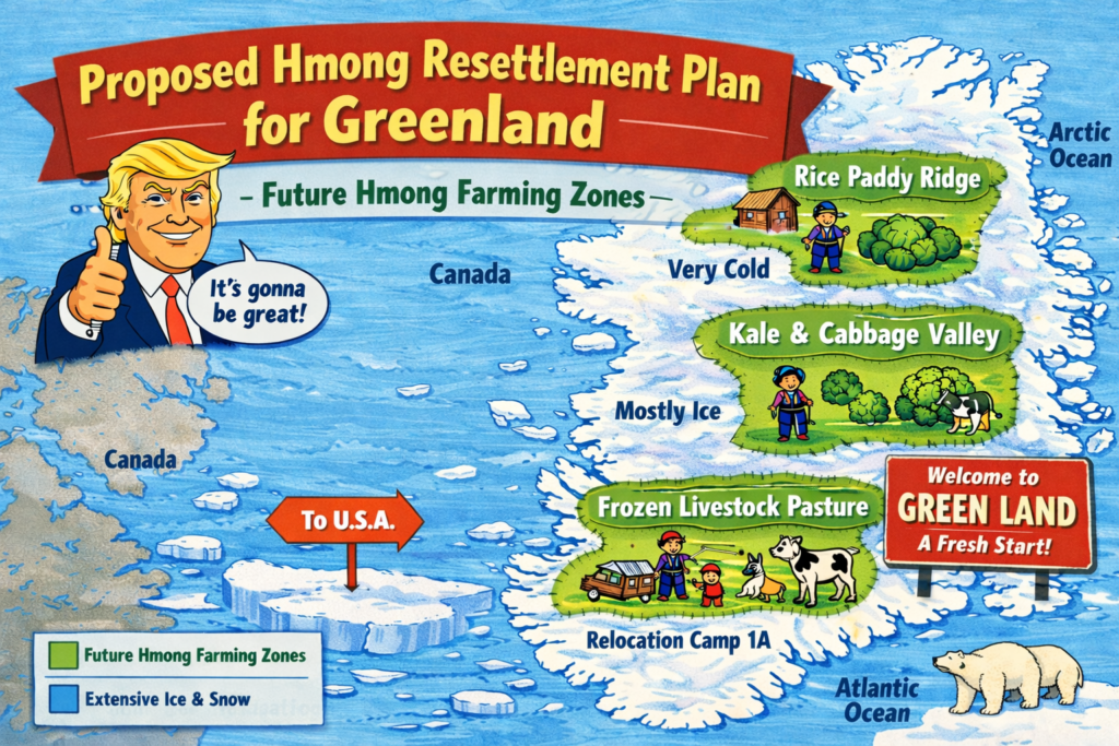 White House Confirms Plan to Solve Hmong Land Displacement by Giving Them Greenland